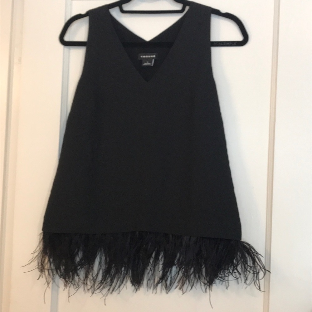 Troube Black Tank with Feathered Bottom